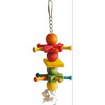 Multicolored design with wood beads and blocks Durable construction for extended uses Easily clips to the top of the bird cage