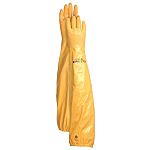 Tough, nitrile coated glove protects hands and arms up to the shoulder. Great for liquid and chemical protection. Fully lined; 26 inch length. Machine washable.