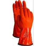 Pvc glove stays flexible in extreme temperatures. Fleece liner adds warmth.