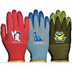 Colorful, washable gloves. Nylon knit with textured rubber palm. Flexible textured natural rubber coating helps protect small hands. Seamless knit liner gives gloves a snug, comfortable fit.