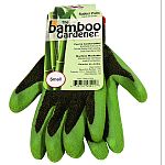 Seamless knit bamboo liner keeps hands cool and comfortable. Natural rubber palm coat protects hands and enhances grip. Crafted of rayon made from bamboo, nylon, and lyra.