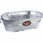 Multiple uses from storage, decor, to keeping beverages on ice Durable high grade steel Offset bottom keeps tub off ground 2 large handles for easy carrying Deep swedging adds strength Made in the usa