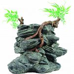 Handcrafted resin, realistic looking stacked rock tower Provides interest, hides and shelter for fish Safe in fresh and saltwater Designed for aquariums, terrariums and most animal habitats Silver tones will illuminate under light
