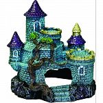 This castle is designed for the shorter stature of the hobbits, while maintaining it s regal charm An old viney root scales the castle walls, which are adorned with roof tops of gold and purple Safe for all terrariums and aquariums, freshwater or saltwate