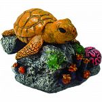 A gentle giant, the sea turtle is perched above a cave opening helping to protect its potential visitors. Safe for all freshwater & saltwater aquariums & terrariums.