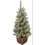 Mixed needle pvc/pe/cashmere tree 1000 clear lights 60 inch girth Welded poles Semi decorated with pinecones and berries Foot pedal on/off switch