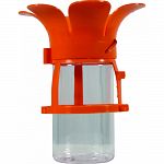 Large orange blossom attacts orioles and has a perch for birds to rest on Complete feeder including plastic jar Direct fit for 10-12 oz jelly jars Hanger system included Easy to clean, easy to refill Made in the usa