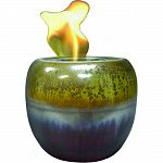 Crafted of ceramic and hand glazed with beautiful reactive glazes each one unique Burns convenient, easy to use fire accent solid fuel gel in single use cans Includes metal snuffer for easy extinguishing Perfect for enjoying table top fire or to use as li