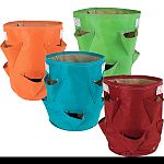 100% recycled water bottles, machine washable product is eco-friendly and convenient to use in every way. Mesh grommets on base prevent over watering. 8 growth pockets. Pockets are perfect for shallow roots. Assorted colors: 3 each union red, tequila sun