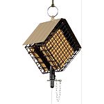 Pitched roof design helps protect suet against rain Double sided design holds two cakes for longer lasting feeding Perfectly designed for attracting woodpeckers, nuthatches, and other protein eating birds Feeder slides up and down to eliminate reaching an