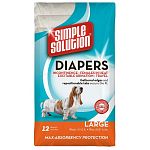 New Disposable Diapers from Simple Solution offer no leak protection for a secure, comfortable fit. Each diaper absorbs wetness and eliminates messes from excitable urination, incontinence, male marking or for puppies. 12 pack / Multiple sizes.