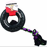 Made real-tire-tough with specially formulated natural rubber with two-ply nylon and knotted tug rope Interactive dog toy is perfect for playtime tossing, sugging and moderate chewing Durable pet toy that dogs of all ages enjoy Can also be very effectiv