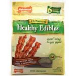 Nylabone Healthy Edibles Bacon Chews are the all natural gourmet health chews that contain no plastic and no added salt or sugar. They are edible and digestable and provide an enjoyable alternative to traditional rawhide.
