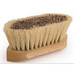 Legends Union Fiber Center/White Tampico Border Pocket-Size Brush for Horses. Kiln-dried, double-lacquered pocket-size hardwood brush block featuring a medium stiff union fiber center surrounded by a softer bleached tampico border.