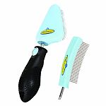 3-piece interchangeable slicker brush and comb set. Safe and gentle on puppy s delicate skin. Soft slicker brush features specially designed bristles with angled tips. Curved comb features a special contoured shape and spacious teeth for gentle combing. P