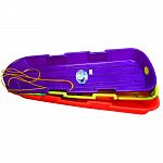 Two-man heavy-duty poly toboggan built to last for years of snow-season fun. Big enough for two kids or one large adult. Diamond-polished bottom for speedy sledding thrills. Molded-in comfort handles are inset for added protection. Handy towrope included.