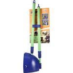 Use for grass, soil, gravel and hard surfaces pick-up Handle that telescope up to 3 feet Pan and rake made of lightweight, durable plastic Storage clip to attach handles Adjustable handle locks