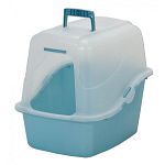 Wide entrance with lower front allows easy entrance and exit Hooded litter pan as a raised-back pan which helps contain litter scatter 18.9 l x 15.1 w x 17 h. ASSORTED COLORS