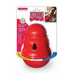 KONG Wobbler Food Dispensing Dog ToyThe three-in-one toy that will keep your dog happy and challenged at meal time or anytime. Made of a high-strength polymer to stand up to daily use.