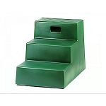 Sturdy 3 step equine mounting block by Horseman's pride, high density polyethylene with built-in handle for easy lifting. Three 10 inch wide steps. 21 H x 18 3/4 W (inches). In navy, royal, brown, hunter green, red or maroon.