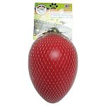 Hard plastic egg shaped ball is perfect for dogs who like to chase. The ball is hard for dogs to get their mouth around and it causes it to squirt out of their mouth.