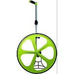 5 digit counter reads to 10,000 units 19 inch diameter wheel is perfect for almost any outdoor use Gear driven counter with push button reset and spring loaded kickstand Folding handle with comfortable pistol grip