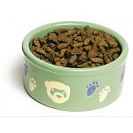 The Ferret Pawprint Petware ceramic dish is twice baked to be durable and heavy duty. Size is 4.25 inches in diameter. This cute dish has actual paw prints and ferret faces printed on the sides. Comes in four different color combinations.