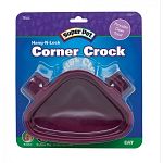 Hang-N-Lock Corner Crock is the first food bowl specifically designed for small animals. It features two special brackets that securely fasten the bowl to any wire cage, yet simply detach to make refilling fast and easy.