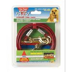 Four Paws tieout cable made from rustproof vinyl coated aircraft cable. Brightly colored for red safety. Cable is 1/8 inch diameter. For dogs under 50 pounds.