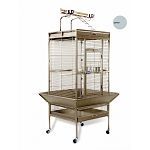 Signature Select series 3152 cage features rounded corner seed guards, pull-out bottom grilles and trays and include a playtop so birds have even more room to play and exercise. Four stainless steel feed cups and two solid wood perches are also included.