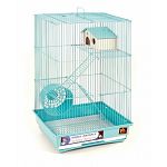 Three story hamster/gerbil cage with one house and one exercise wheel, 14 x 11 x 22 h.