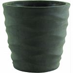 Raw earthenware takes on an air of elegance when cast in a patter of soft, flowing waves. Matte finish; will not crack or fade. Durable and light ceramic material. Opening: 6-1/4 inches. Stylish container for drop ins. Great look for home decor.
