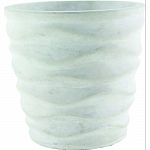 Raw earthenware takes on an air of elegance when cast in a patter of soft, flowing waves. Matte finish; will not crack or fade. Durable and light ceramic material. Opening: 6-1/4 inches. Stylish container for drop ins. Great look for home decor.