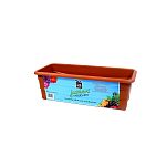 Contains the box with overflow holes, aeration screen, water fill tube mulch cover, overflow saucer, dolomite, and fertilizer Holds up to 1 cubic foot of peat The perfect size for growing a kitchen herb garden and is ideal as a pretty window box with flow