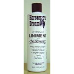 A unique and natural approach to aid in the control of temporary muscular soreness, swelling, stiffness and sprains.  Horseman's Dream Liniment is carefully compounded from camphor, menthol, and eucalyptus oil. For use on horses.