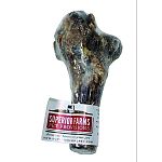 Dried deer half femur bone is a jumbo chew with meaty hunks and a smell that will drive dogs wild.