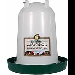 This easy-fill, easy-clean poultry drinker is molded from long-life plastic with durable fountain It features a twist-lock system and a hanger/carry-handle Accommodates up to 56 chickens or game birds