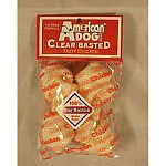 American Dog Clear Basted Rawhide Bones will make your dog happy and keep your dog entertained for hours. These tasty and long-lasting dog treats are made in the USA with cowhide from US raised cattle. Great tasting. Choose from beef, chicken and peanut f