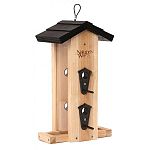 Made with insect and rot resistant premium cedar Extra spacing to accommodate large birds like cardinals and jays Removable fresh seed tray for easy cleaning and prevention of mold and bacteria growth Stay-clear, crack resistant windows Rust-free aluminum