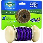 Provides multiple treating options for longer lasting playtime. Made of durable nylon and tpr. Use with busy buddy treat ring refills or spread cheese or peanut butter into the grooves on the toy. Includes 4 natural rawhide treat ring refills.