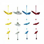 Skillfully crafted to be balanced and made from durable acrylic Set of 12 contains 4 colors: gold, clear, red and turquoise Beautiful butterfly detail