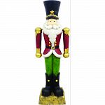 Durable plastic, tall christmas nutcracker with hinged arms that swing For indoors and outdoors Actual size: 10 lx6 wx28 h