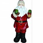 Durable, wood look design Old world santa holding a bell and toy bag Actual size: 7 lx5 wx12 h