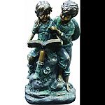 This antique finish sculpture has a timeless charm that captures the innocence of childhood The intricate detailing of these children is sure to bring a whimsical playfulness to your garden or deck. Made of polyresin and stone powder with an antique finis