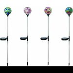 These solar powered garden stakes make perfect accents for any garden landscape The solar panels attached to the stakes make them charge during daytime and light up automatically at night High quality waterproof housing ensures that they can withstand the