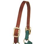 Single layer leather as found on most nylon halters with leather crown. Get two, you know you ll need them. Will fit 1 wide halters with double buckle crown.
