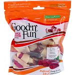 3 delicious treats in 1! Contains a combination of the 3 flavors dogs love the most: pork, beef and beef jerky. These all-natural chew treats are made from the finest pork and beef hides, then wrapped with real chicken jerky. A truly delightful, long-last