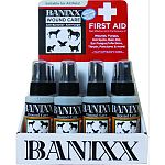 Display contains 12 each of the 2 ounce travel size banixx wound & hoof care The fast-acting, affordable answer for wounds, fungus, rain-rot, scratches, thrush, and white-line disease Zero color, odor, or sting Steroid-free, antibiotic-free, and bio-degra