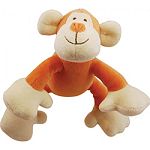 Organic cotton plush monkey dog toy with squeaker Provides a healthy alternative for your loving companions and promotes safe and fun play! Certified non - toxic Natural cotton fabric - low eco impact dye process Environmentally friendly Filled with recyc