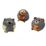 Cute, round plush toy. Assorted forest animals: hedgehog, owl and bear.